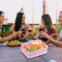 Divided Chilled Serving Tray for Parties,Ice Chilled Party Platter,Ice Serving Bowl with Lid and Handle,Charcuterie Serving Board,Cold Dish Dip for Fruit Seafood Vegetable Shrimp Cocktail Appetizer (Pink)