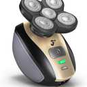 FlexSeries Electric Head & Body Hair Shaver - Mens Cordless Rechargeable Wet/Dry Skull Bald Head Back & Groin Waterproof Razor with Rotary Blades, Clippers, Nose Trimmer, Brush, Massager