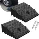 2PCS Curb Ramps 4.3"" Rise Height Curb Ramp Interlock Curb Ramps for Driveway Low Cars Motorcycle Wheelchair Bike Vehicles Truck (4.3"" High), Black