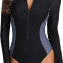 YATEEN Womens Athletic Training Swimsuit Long Sleeve Rashguard (XX-Large, #11 Black)