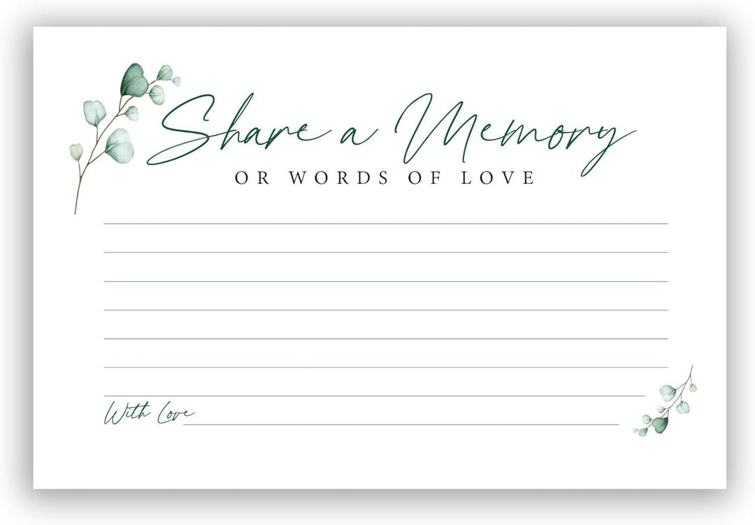 CLEVER SIGNS 50 Pcs Share a Memory Card, 4" x 6" - for Celebration of Life Birthday Anniversary Memorial Funeral Graduation Bridal Shower Game
