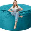 4FT Bean Bag Chair with Ultra Soft Velvet Cover Bean Bag Sofa with Memory Foam Bean Bag Chairs with Large Size Lazy Sofa for Dorm Office Living Room Bedroom Sea Blue 4'