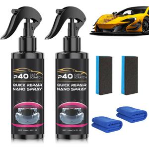 2Pcs P40 Car Scratch Quick Repair Nano Spray  Instant Invisible Scratch Remover,Quick Paint Restoration, Multifunctional Coating Renewal Agent Spray for All Cars & Surfaces