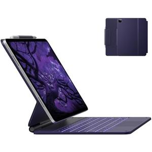 typecase Keyboard Case for iPad Air 13(M3 2025 / M2 2024) and iPad Pro 12.9 (6th, 5th, 4th, 3rd Gen),Magic Keyboard for iPad Pro 12.9,Multi-Touch Trackpad, 11 Colors Backlight,Midnight Amethyst