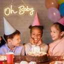 Oh Baby Neon Sign for Backdrop, 16.5x 6.9 Dimmable Led Light up Sign for Baby Shower - Gender Reveal Birthday Party Decorations - Warm White