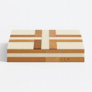 Decorative Storage Box, Handmade Chevron Pattern, Boho Style, Multipurpose Gift Box (white and mango, 12X4X2.5 Inch)