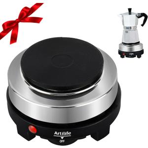 Artilife 500W Small Hot Plate Mini Hot Plate,Artilife 500w Small Electric Hot Plate,Mini Stove Portable Stove Kitchen Cooktop Electric Heater,Perfect Size for Moka Pot 110V
