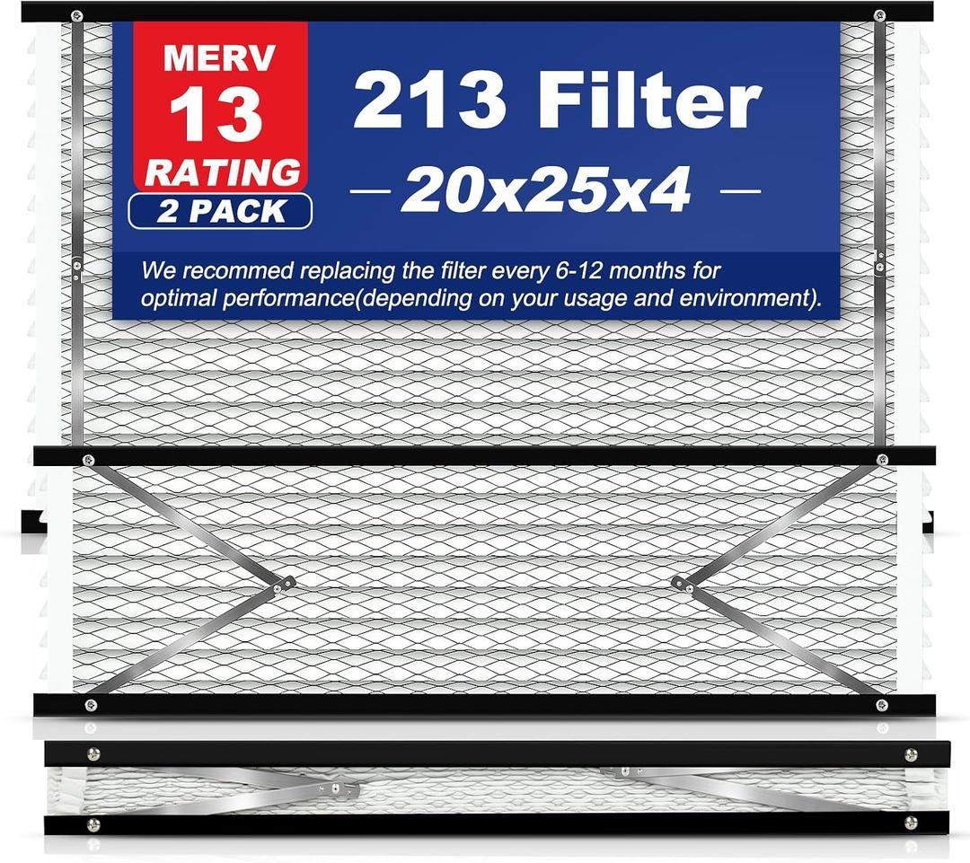 2-Pack 213 Replacement Filter Compatible with AprilAire Whole House Air Purifiers, Models 1210, 1620, 2210, 2216, 3210, 4200, MERV 13 Air Purifiers, Size:20x25x4(Actual size:21.18x24.8x4.02in)