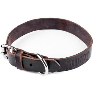 Mighty Paw Leather Dog Collar - Genuine Distressed Leather - Strong Metal Buckle - Ultimate Comfort - Modern Style for All Dogs Breeds - Comfort Puppy Collar - (Large - Brown) (Large: 14.5 - 18 inches)