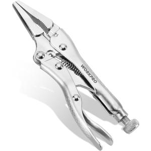 WORKPRO 4-1/2 inch Long Nose Locking Pliers, Chromium-Vanadium Steel Locking Pliers, Locking Adjustable Vise Grips for Clamping Twisting Welding