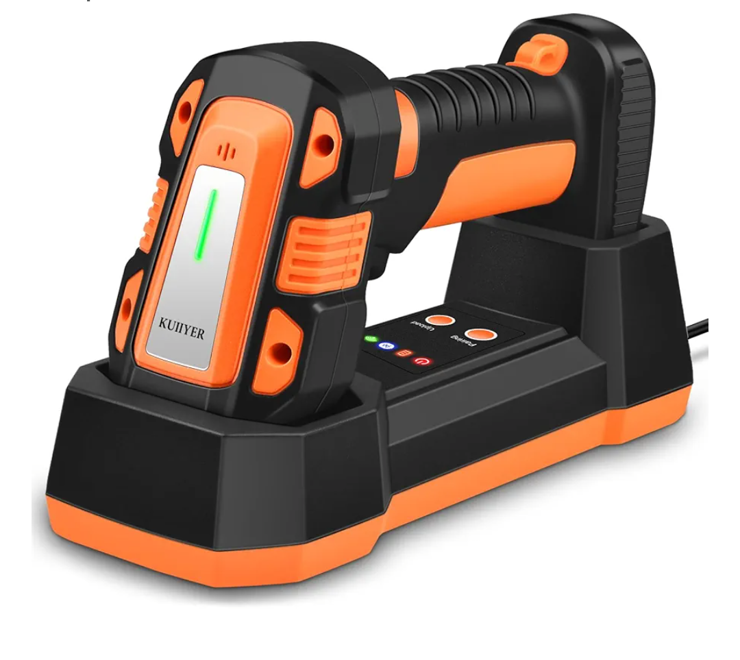 KUIIYER 1D QR 2D Industrial Barcode Scanner with Upgraded Charging Dock, Wireless Bluetooth Professional Bar Code Scanners, USB Plug & Play Handheld Barcode Reader for iPhone, Android, Computers & POS