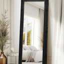Full Length Mirror 65"x24" Solid Wood Frame Floor Large Mirror for Living Room, Bedroom Hanging or Leaning Wall-Mounted, Black