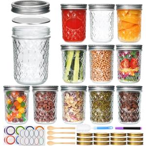 Wide Mouth Mason Jars 12Pack, Mason Jars 16 oz with Lids, Canning Jars with Metal Airtight Lids and Bands, Ideal for Jam, Jelly, Beans, Candy, Meal Prep, DIY Decors, Homemade Candles