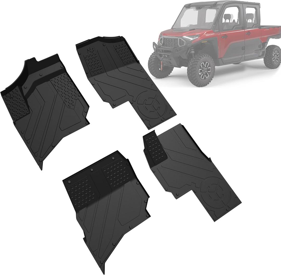 TPE Floor Mats for Polaris Ranger XD 1500, Front Rear Rubber Slush Liner All Weather Protection Mats for Polaris Ranger Crew XD 1500 Northstar Premium/Ultimate 2024 2025 Accessories (4PCS)