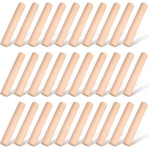 Patelai 50 Pieces Small Wooden Rolling Pin, Dumpling Dough Roller Wooden Mini Rolling Pins Kitchen Utensil Tool for Fondant, Pasta, Bread, Pastry, Cookies, Pizza, Pie, Cylinder Style, 6.3 Inch