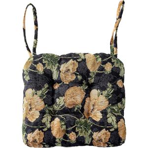 Farmhouse Floral Print Chair Cushions with Ties U-Shaped Soft Comfortable Chair Pads Non Slip Seat Cushions for Indoor Dining Room and Kitchen Chairs (Flower B,16"x16")