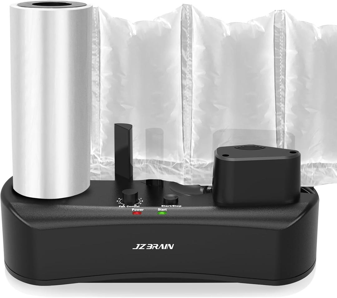 Air Pillow Machine for Fast Packaging: JZBRAIN 110V Air Cushion Machine Seals at 7.2-9.8FT/min Inflatable Bubble Packing Wrap for Small Business + 328FT Film Roll