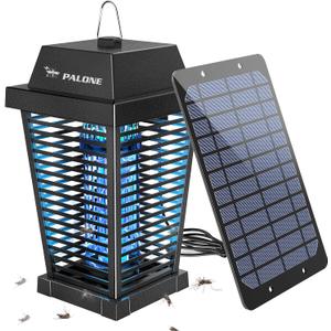 PALONE Solar Bug Zapper 4500V Electric Mosquito Zapper Outdoor Updated Fly Zapper Indoor Rechargeable Mosquito Killer with Solar Panel & Type-C Cable Fly Trap with UV Light for Flies Gnats Moths