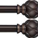 WIN4ALL 2 Pack Bronze Heavy Duty Curtain Rods for Windows 66 to 120 inch, 1 Inch Adjustable Decorative Long Curtain Rods For Bedroom, Living Room (Bronze,16"-120)