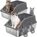 2PACK XL Stainless Steel Litter Box, Dark Grey