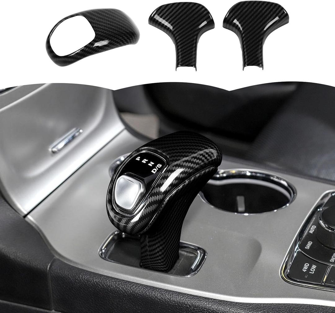 RT-TCZ Carbon Fiber Gear Shift Knob Cover Trim Decorative Interior Accessories Compatible with Jeep Grand Cherokee 2014-2015