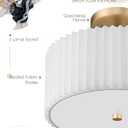 Gold Semi Flush Mount Ceiling Light, 3-Light 12.5" Ceiling Light Fixture with White Pleated Fabric Shade, Drum Lamp for Nursery Hallway Bedroom Kitchen, AD-25036-3SF-GD