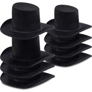 Skylety 8 Pieces Felt Top Hats Black Mini Top Hats Christmas Party Decoration for Your Snowman, Doll, or Other Craft Project