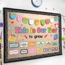 2 x This is Our Year Bulletin Board Set Inspirational Composition Notebook Classroom Decor, Growth Positive Affirmations Notebook Happy Face Cutouts for Back to School Classroom Wall Chalkboard Supplies