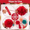 Tissue Paper Pompom Garland with Cotton Tassels, 2 Pcs Christmas Garland for Mantel, Window, Staircase, Holiday Party Decorations, Christmas Hanging Decorations, Green Red Pink Pompom