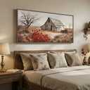 Large Framed Farmhouse Vintage Landscape Wall Art for Living Room, 60x30 In