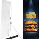 YOSE X Frame Banner Stand Fits Any Banner Adjustable Size 23"X63" to 32"X78" with Portable Retractable Carrying Bag, Customize Stand for Trade Show Exhibition Market