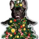3 x 2025 Black French Bulldog Christmas Tree Ornament - Festive Holiday Hanging Decoration with Adorable Frenchie Dog - Black Frenchie Dog Christmas Tree Topper Ornaments