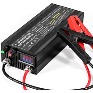 VQP 60A 12V Battery Charger, Portable Car Battery Charger, Compatible with LiFePO4 or Li-ion Battery, 0-15V Adjustable Current and Voltage