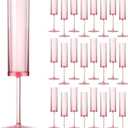 24 Pieces Acrylic Pink Champagne Flutes 5.4 OZ Square Champagne Glasses Stemmed Coupes Reusable Wedding Toasting Glasses Rose Bride Wine Glasses For Birthday Party Wedding Anniversary Christmas
