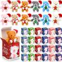 24 Sets Christmas Mini Plush Gift with Box Christmas Stuffed Animal Keychain with Santa Cap Tiny Plush Set for Xmas Party Stocking Fillers Exchange Gifts(Bear)