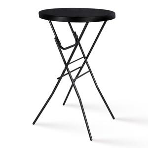 Byliable Cocktail Table 28in High Top Round Folding Indoor Outdoor, Plastic Bar Height Foldable Bistro Tall Table for Party, Patio, Dining Room, Kitchen, Events, Removable Locking Legs, Black
