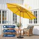 9ft Outdoor Patio Umbrella, Market Table Umbrella with Crank and Easy Push Button Tilt, Wood Grain Frame, UPF 50+ for Pool, Garden, Deck, Backyard