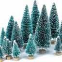 LOVEINUSA 40 Pack Mini Christmas Bottle Brush Trees, Tabletop Snow Flocked Village Trees in 5 Sizes for Christmas Village, Diorama & Holiday Table Decor
