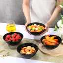 Newtay 100 Pack 32oz Black Disposable Plastic Bowls Plastic Salad Bowls Large Stackable Serving Soup Dinnerware for Birthdays, Weddings, Parties, Festivals