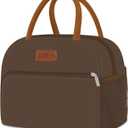 Coobiiya Lunch Bag Women, Lunch Box for Women Adult Men, Small Leakproof Cute Lunch Tote Large Capacity Reusable Insulated Cooler Lunch Container for Work/Office/Picnic/Travel-Brown