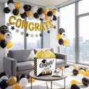4 x Xustanina 13" Large Graduation Gift Bag, Black and Gold Congrats Tote Bag With Greeting Card, Tissue Paper, Stickers, Class Of 2026 Graduation Theme Party Favors Birthday Supplies