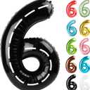Race Car Number 6 Balloon 40 Inch, 6 Balloon Number, 6th Birthday Decorations, Race Car Party Supplies for Boys Girls