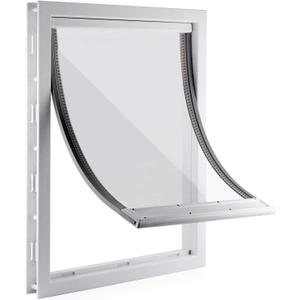 CEESC Dog Door with Soft Transparent Magnetic Flap and Snap-in Closing Panel, Premium PVC Plastic Pet Door for Small Medium Dogs and Puppies(L,White), L- Inner size: 10.7" x 15.2"