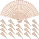 60 Pack 8 Inch Sandalwood Fan, Folding Wooden Openwork Personal Hand Held Folding Fans, Decorative Folding Fans for Wedding Decor, Dancing, Birthday Gift