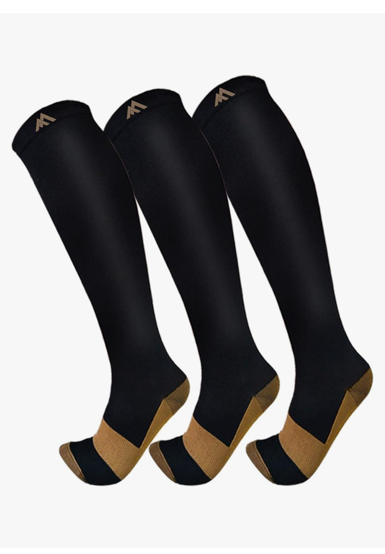 FuelMeFoot 3 Pack Copper Compression Socks - Compression Socks Women & Men Circulation - Best for Medical,Running,Athletic, Size S/M