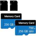 2 Pack TF Card 256GB with Adapter, High Speed Memory Card, UHSI C10 A1 Memory TF Card for Tablet/Mobile Phone/Camera/Car Audio/Game Console (2Pack TF 256GB)