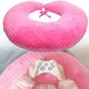 Professional Gaming Pillow for Lap; Arm Rest Pillow Gaming Lap Pillow with Crochet Support - Eliminate Pain in Gaming (Pink)