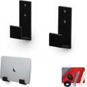 BRAINWAVZ 1.5" Cable Box Wall Mount Hanger Holder, for Routers, Laptops, Modem, Mesh WiFi, Apple TV, Network Switch & More, for Devices Upto 1.5" / 38mm Wide, Adhesive & Screw-in (Black)