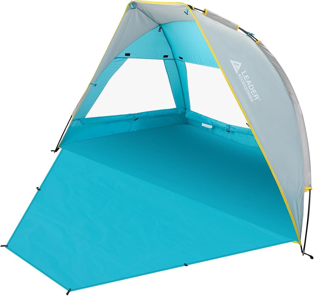 Leader Accessories 2-3 Person Portable Beach Tent, UPF 50+ Beach Shade Tent, Beach Tent Sun Shelter Canopy with Extendable Floor, Blue