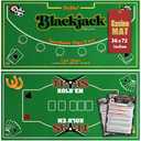 Gamie Double Sided Felt Casino Mat, 36” x 72” for Blackjack & Texas Hold’em Poker, 2-in-1 Texas Holdem Poker Mat & Blackjack Mat, Professional Grade Poker Tabletop Mat with Instructions Booklet